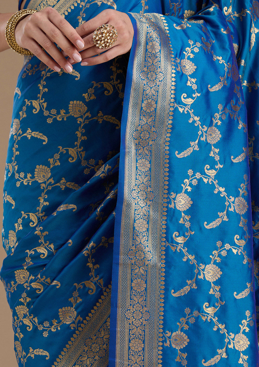 Royal Blue Zariwork Art Silk Saree