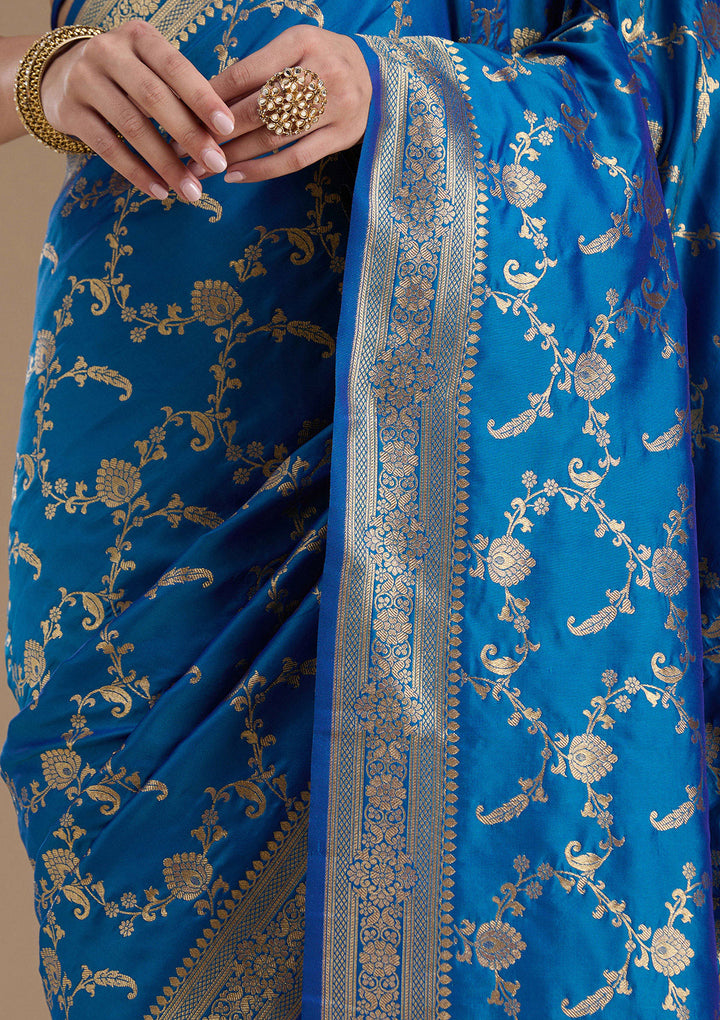 Royal Blue Zariwork Art Silk Saree