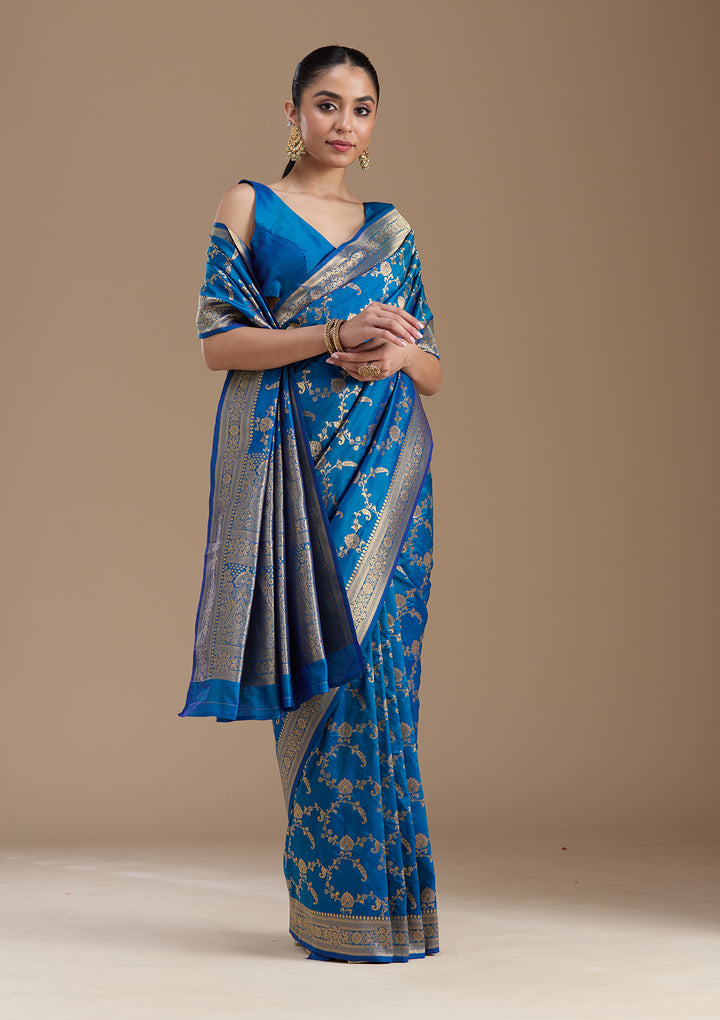 Royal Blue Zariwork Art Silk Saree