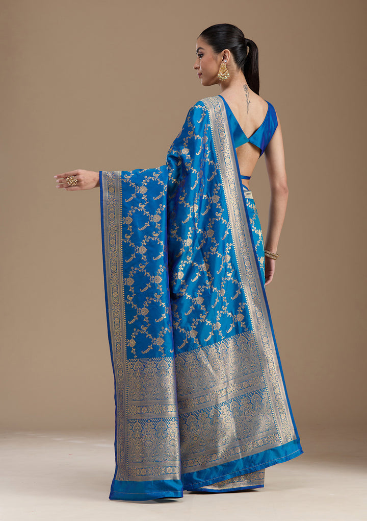 Royal Blue Zariwork Art Silk Saree