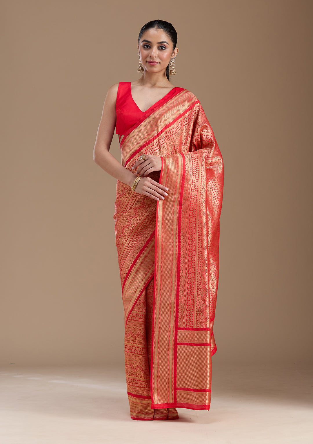 Red Zariwork Art Silk Saree
