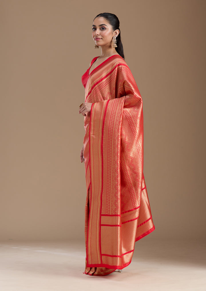 Red Zariwork Art Silk Saree