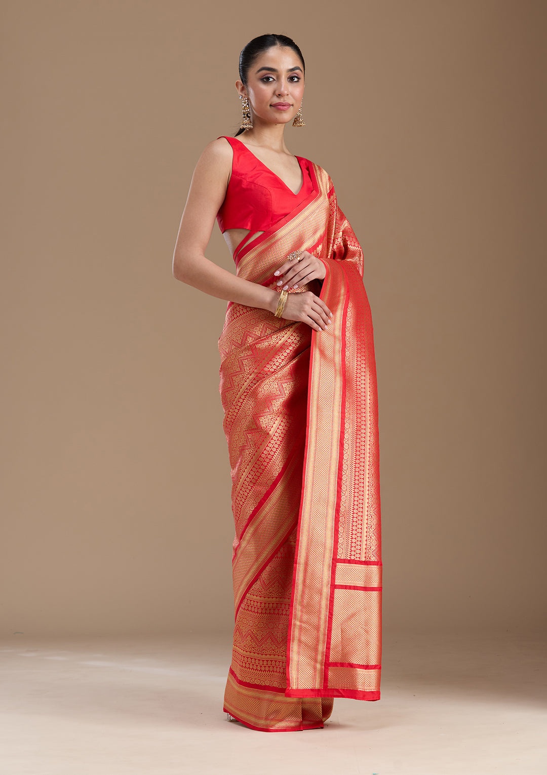 Red Zariwork Art Silk Saree