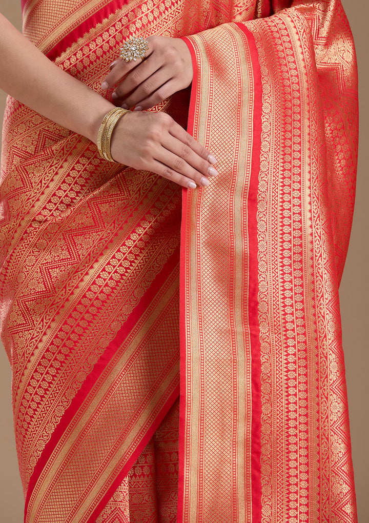 Red Zariwork Art Silk Saree