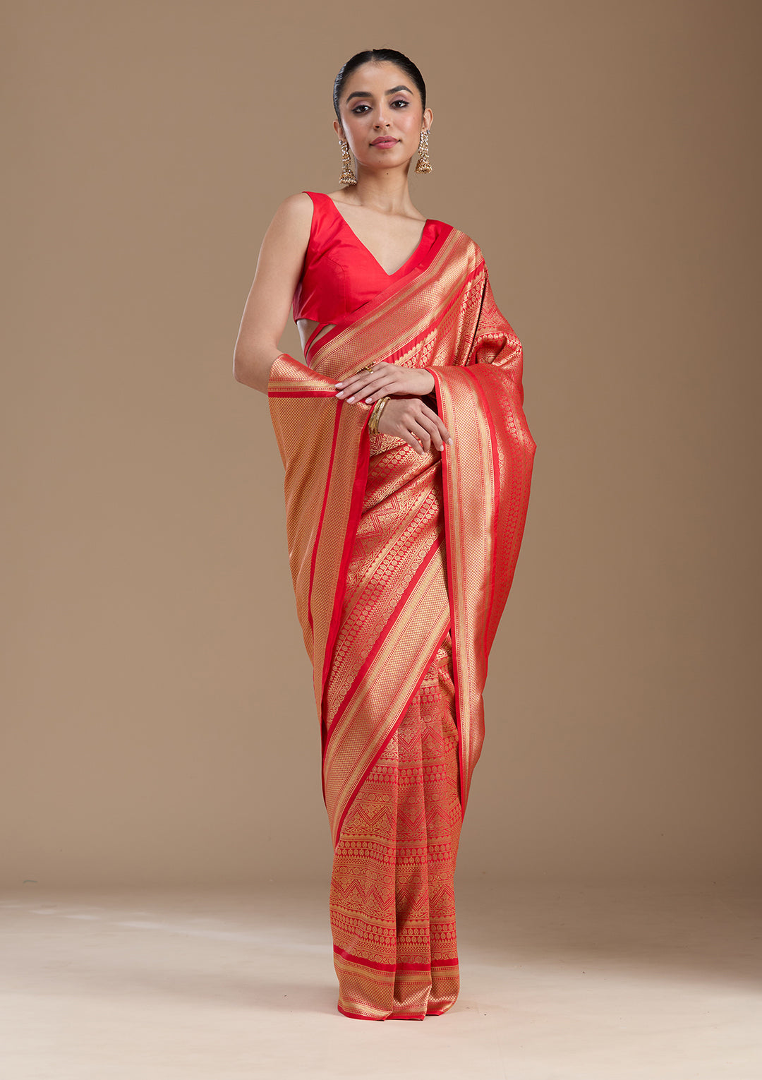 Red Zariwork Art Silk Saree