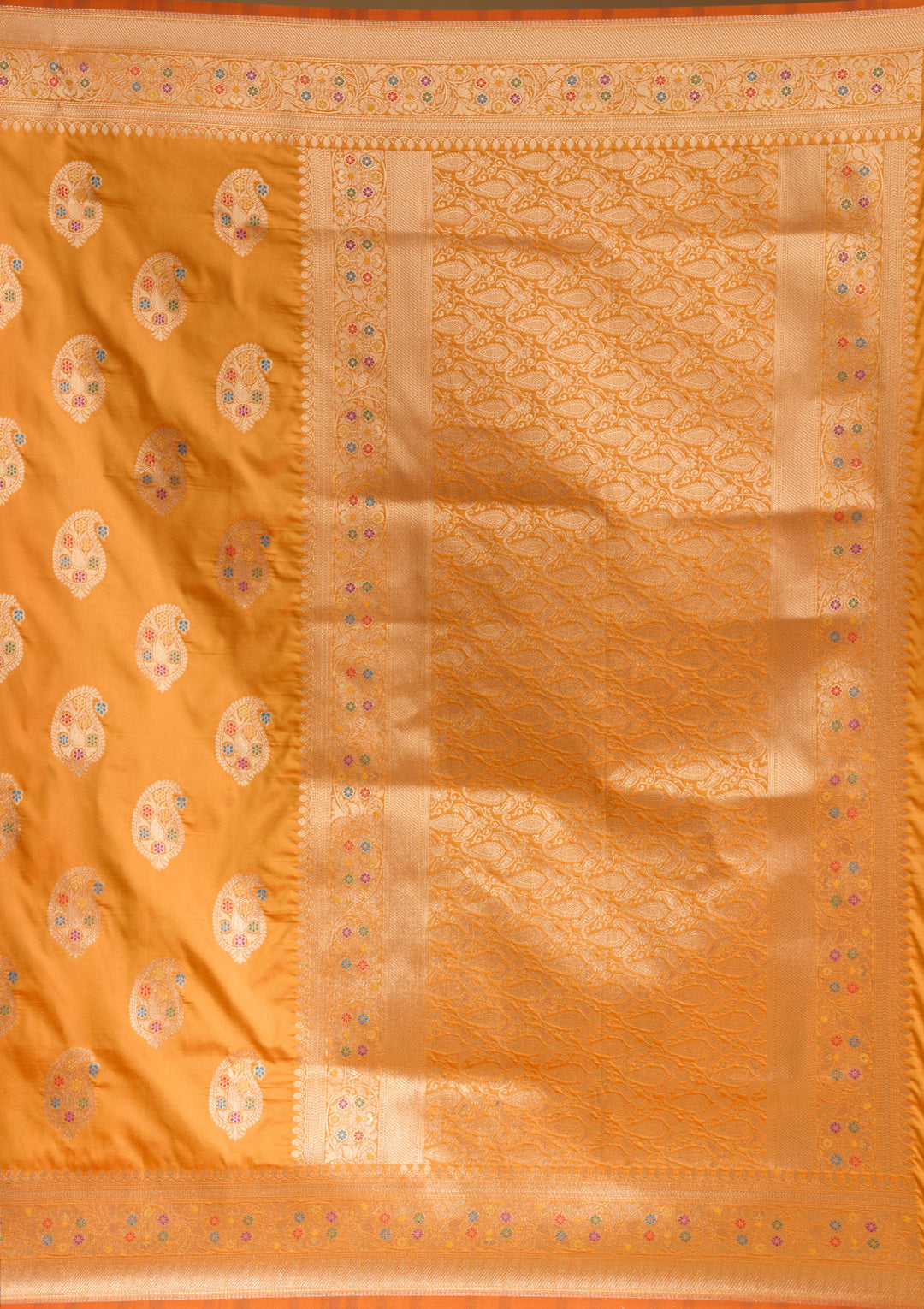 Mustard Silk Buti Zariwork Saree With Matching Blouse Piece