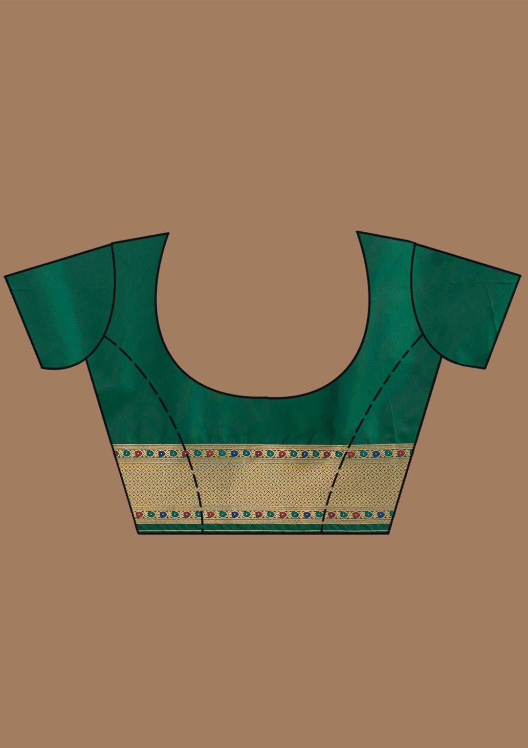 Bottle Green Silk Jaal Zariwork Saree With Matching Blouse Piece