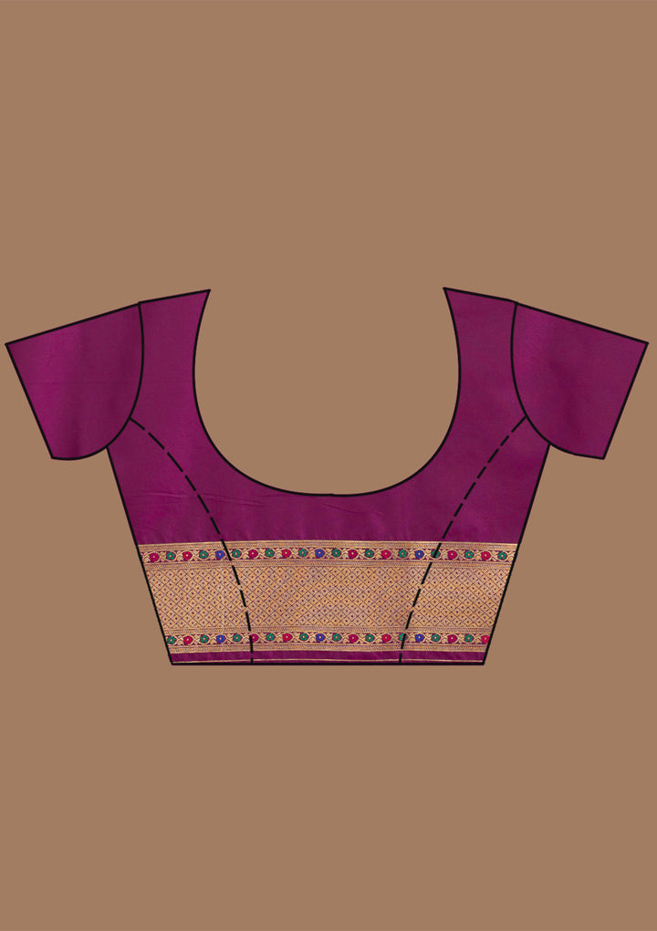 Wine Silk Jaal Zariwork Saree With Matching Blouse Piece