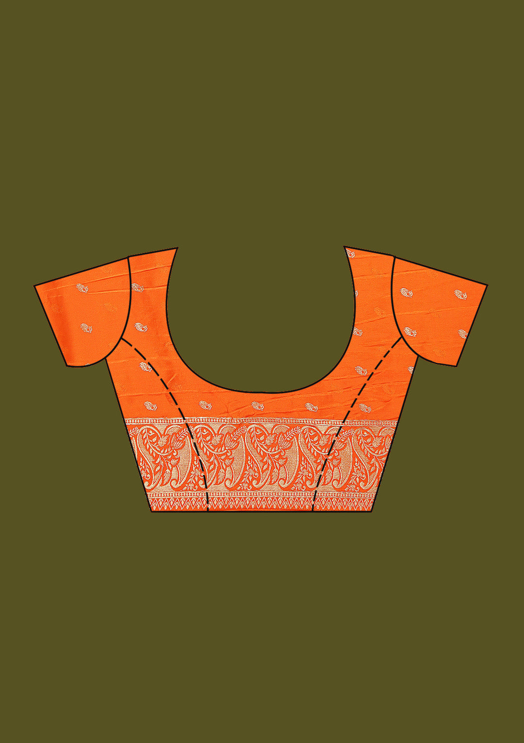 Orange Satin Jaal Gold Zariwork Saree With Matching Blouse Piece