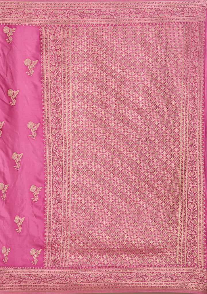 Baby Pink Zariwork Satin Silk Saree