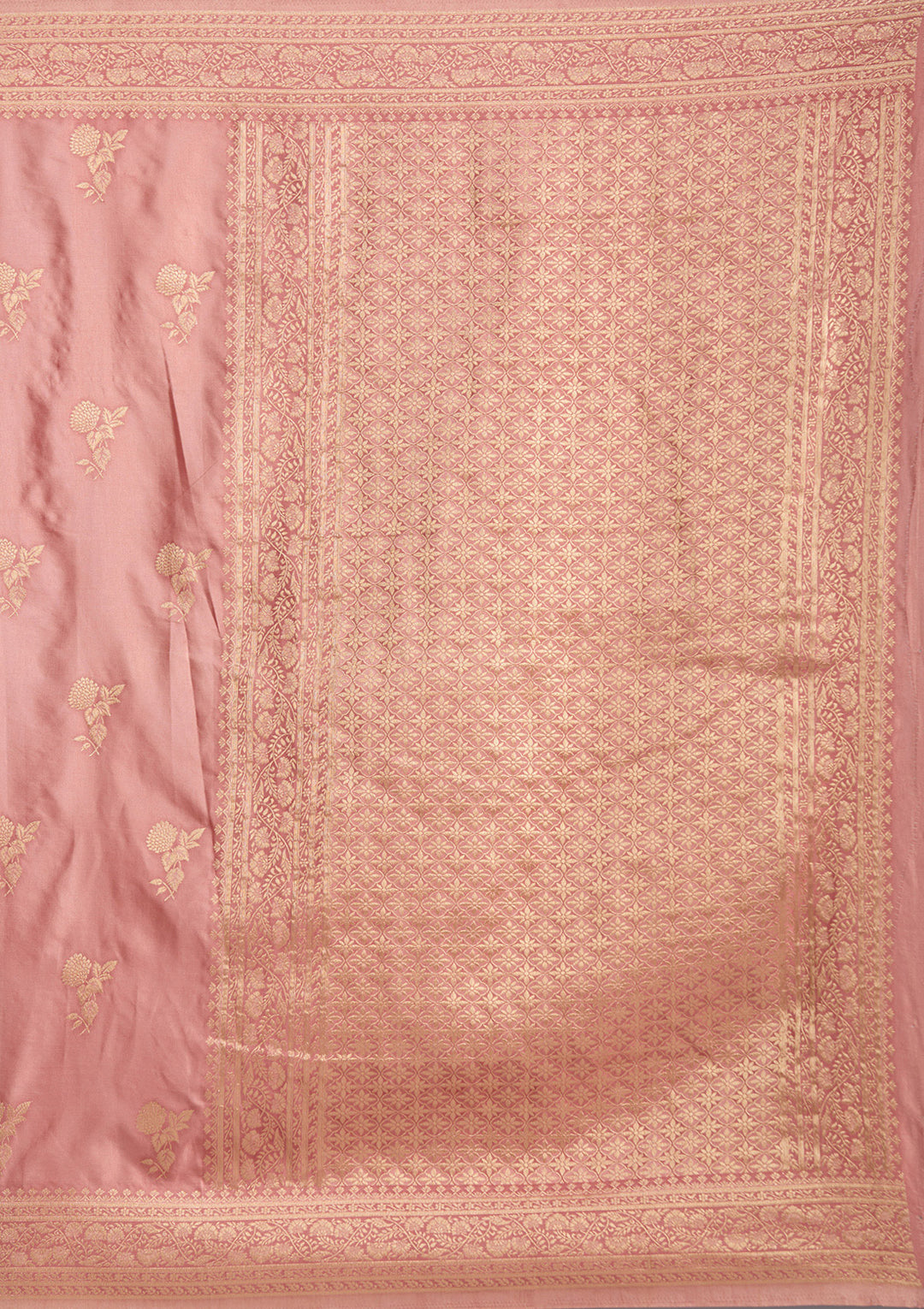Onion Pink Zariwork Satin Silk Saree