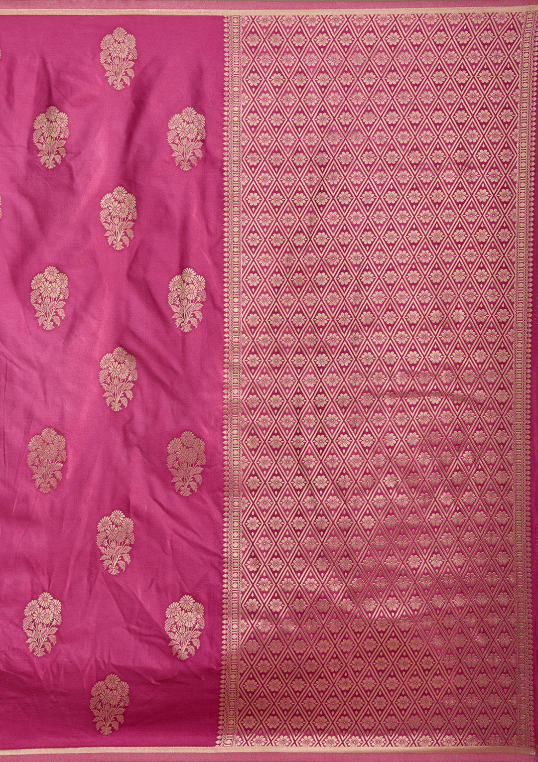Onion Pink Zariwork Satin Silk Saree