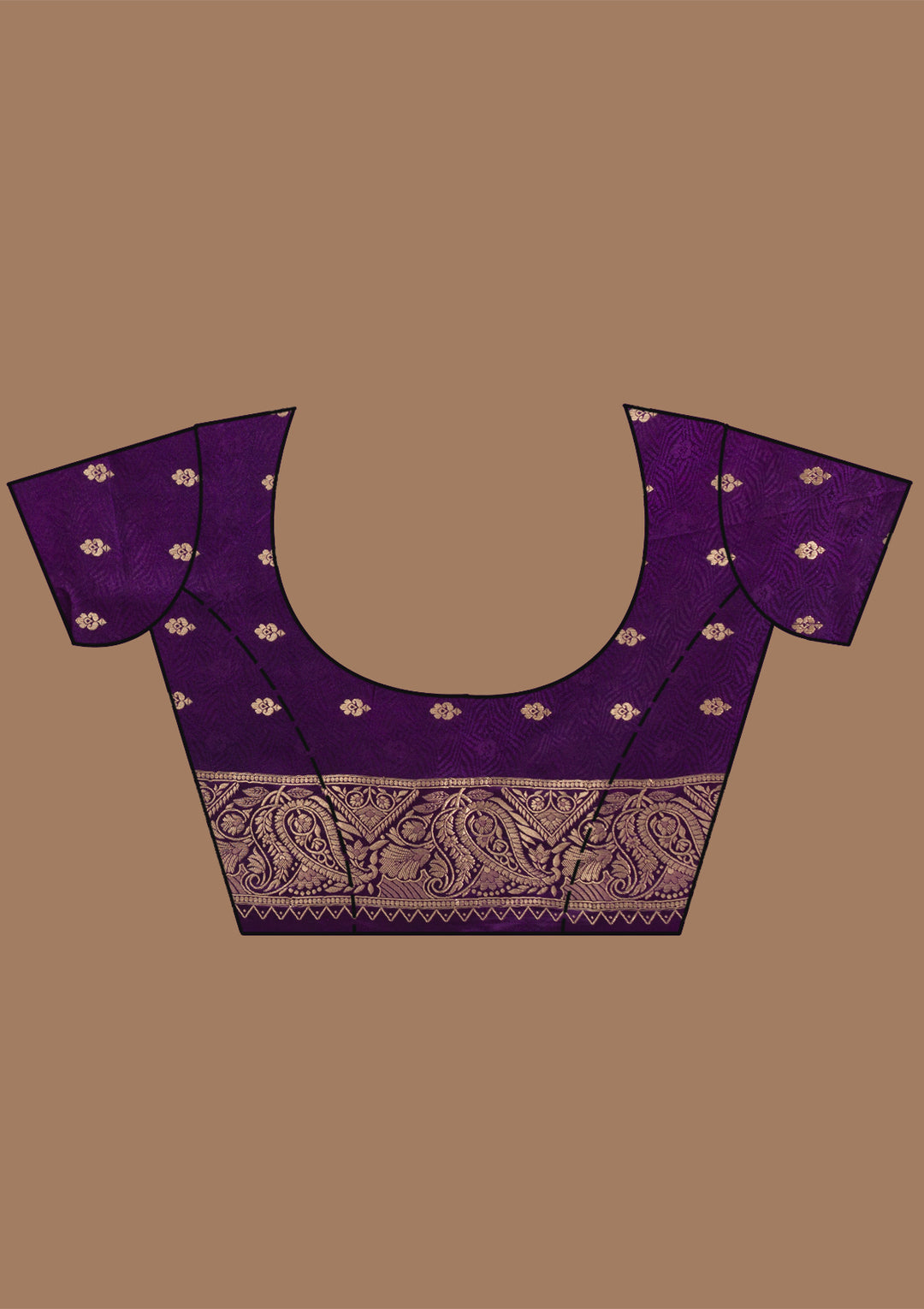Lavender Silk Jaal Gold Zariwork Saree With Matching Blouse Piece