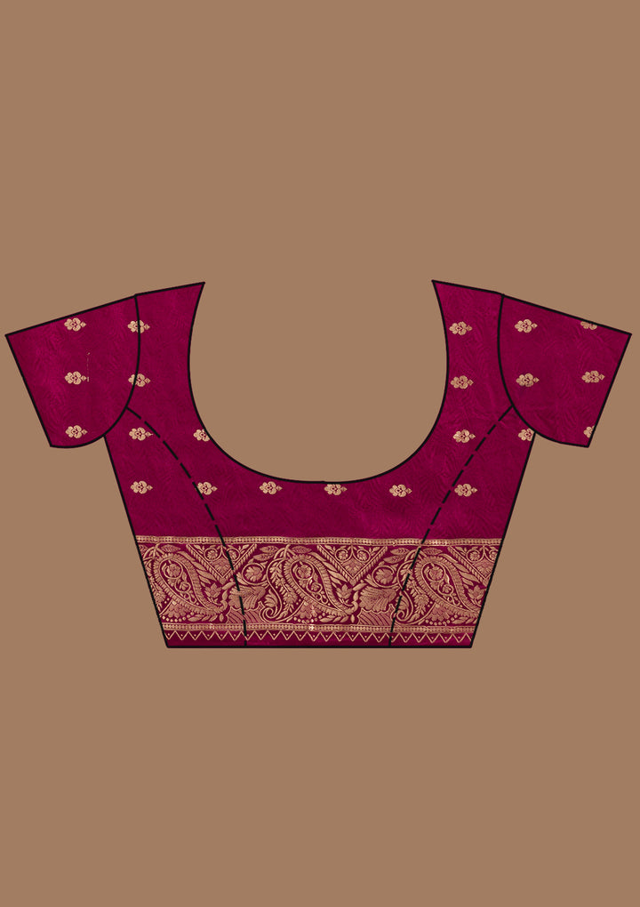 Pink Silk Jaal Gold Zariwork Saree With Matching Blouse Piece