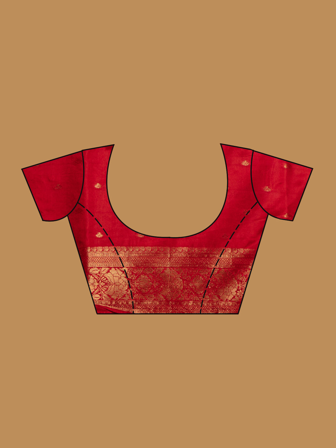 Red Silk Jaal Gold Zariwork Saree With Matching Blouse Piece