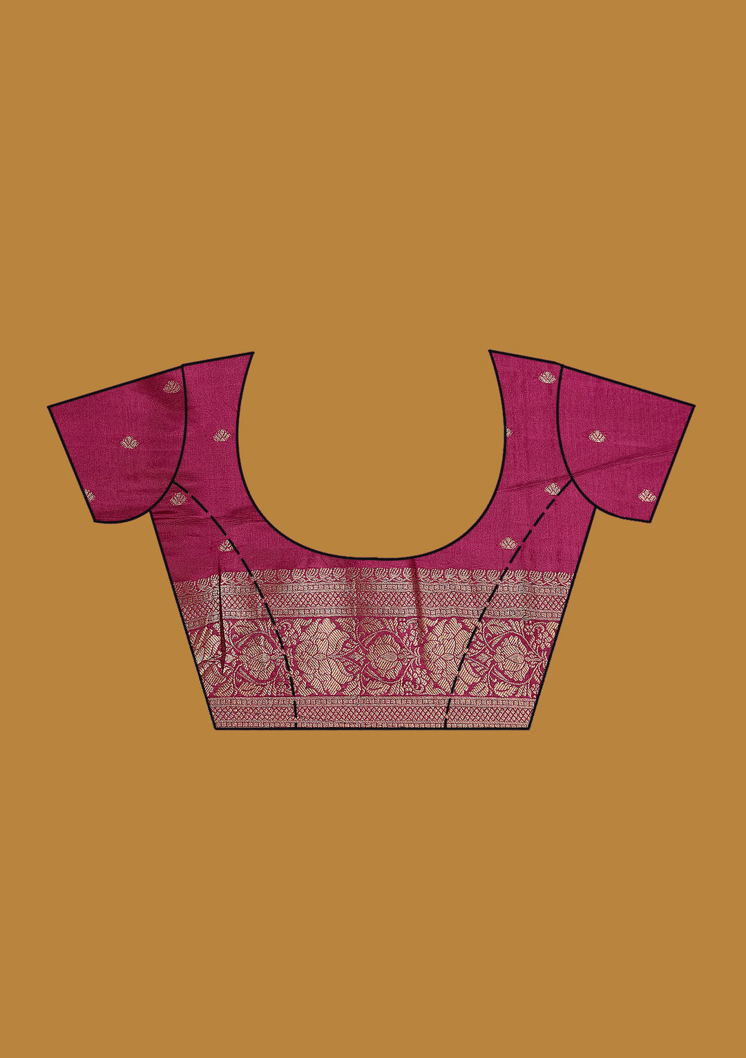 Wine Silk Jaal Gold Zariwork Saree With Matching Blouse Piece