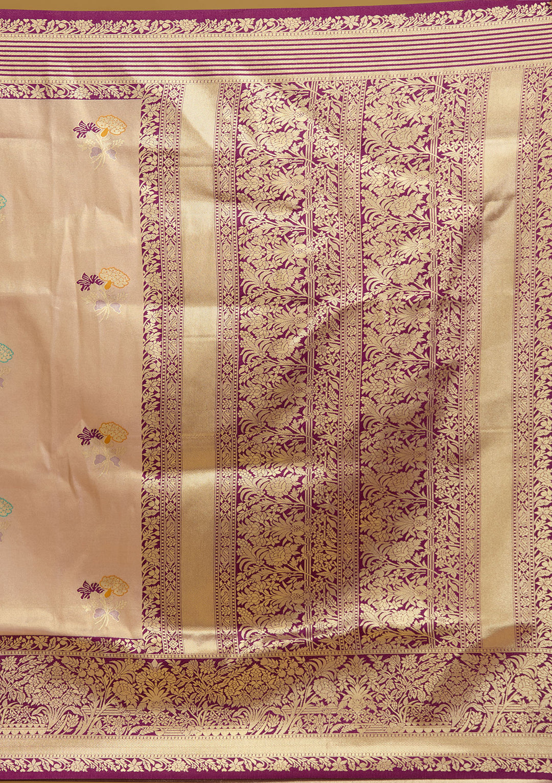 Mauve Silk Jaal Zariwork Saree With Matching Blouse Piece