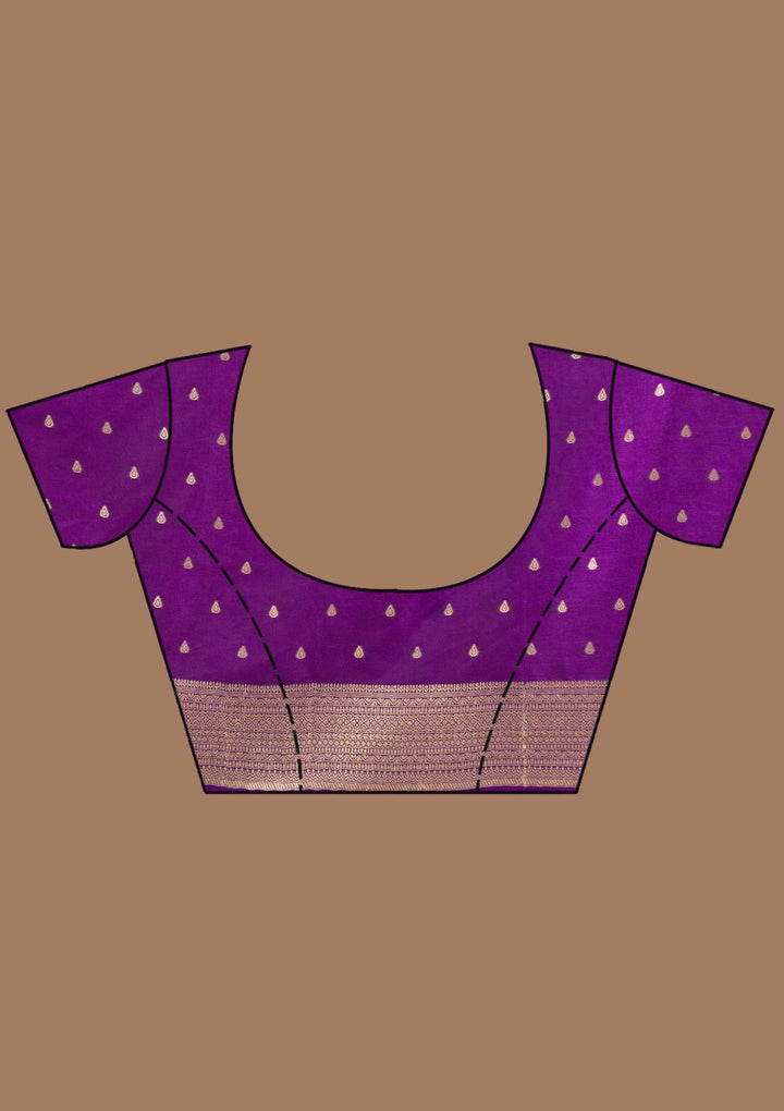 Violet Silk Jaal Zariwork Saree With Matching Blouse Piece