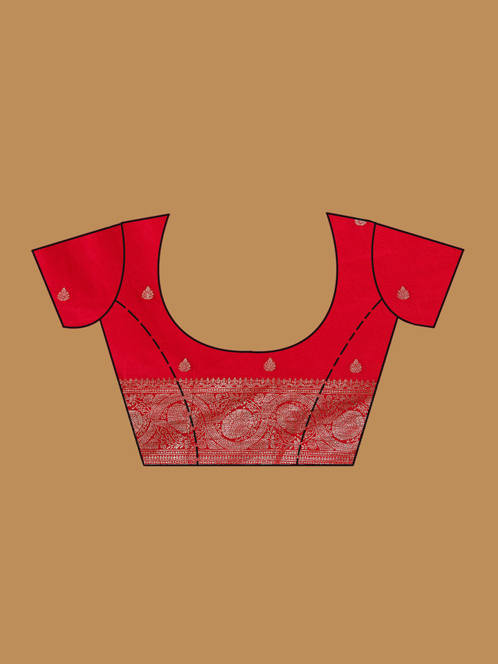 Red Silk Buti Zariwork Saree With Matching Blouse Piece