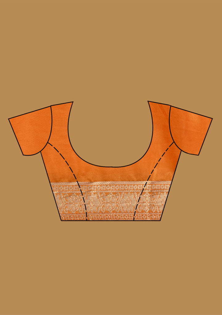 Orange Silk Jaal Zariwork Saree With Matching Blouse Piece