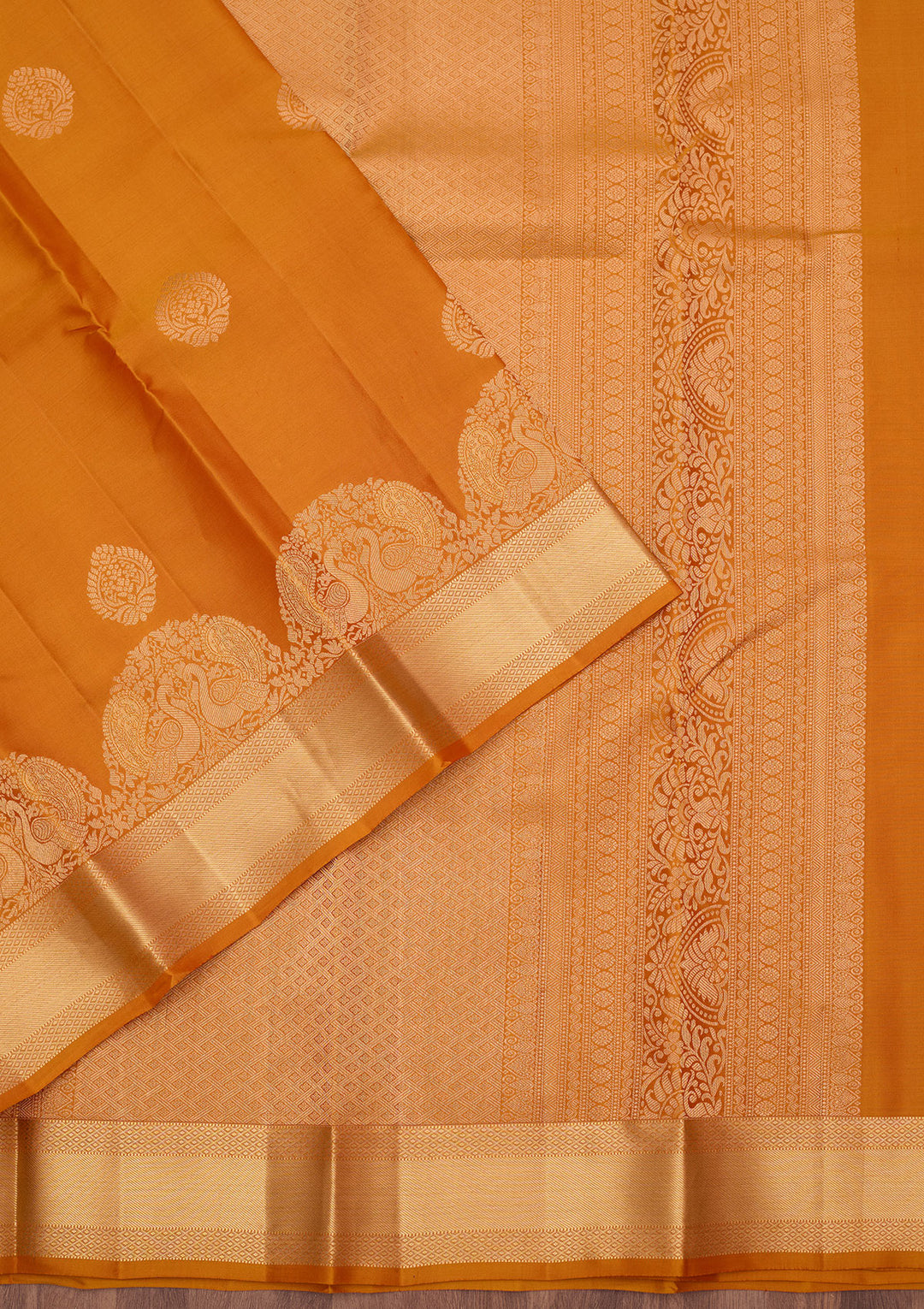 Mustard Silk Buti Gold Zariwork Saree With Matching Blouse Piece