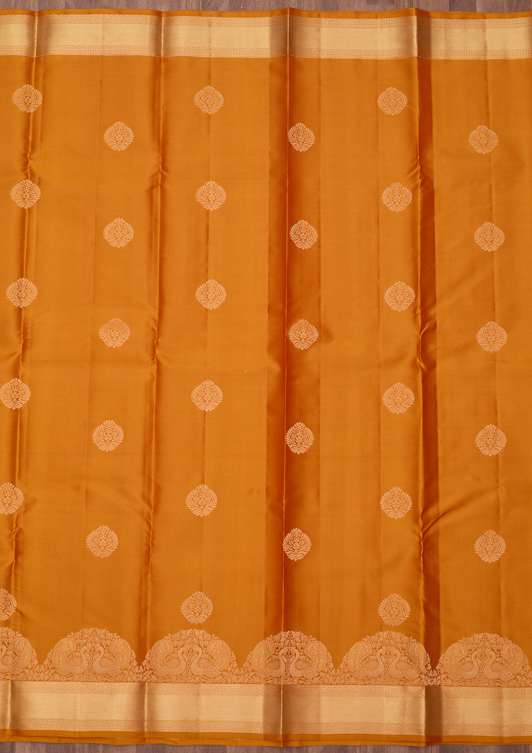 Mustard Silk Buti Gold Zariwork Saree With Matching Blouse Piece
