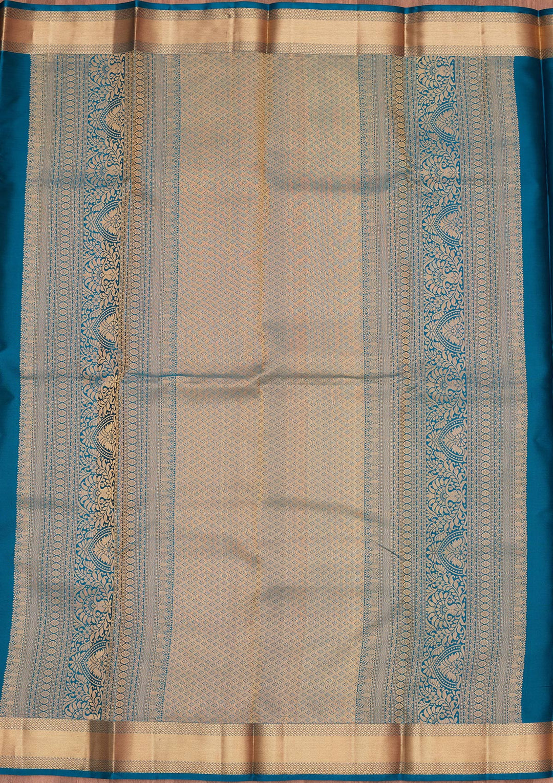 Peacock Blue Silk Buti Saree With Matching Blouse Piece