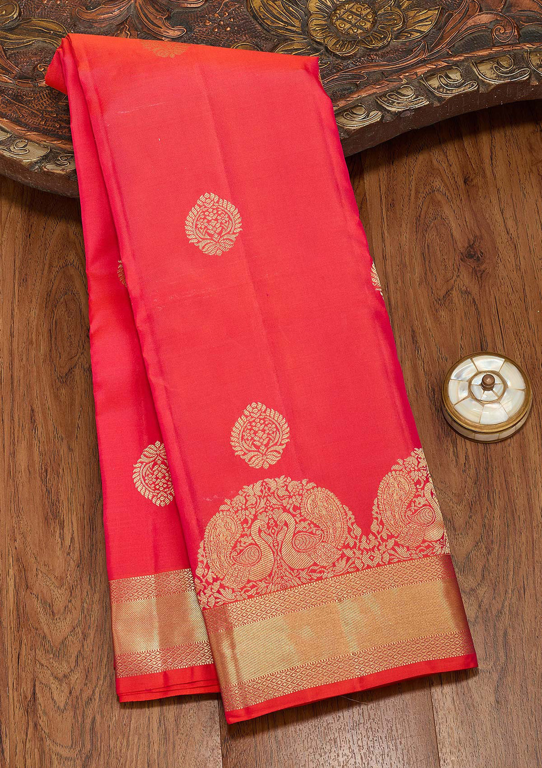 Pink Silk Buti Saree With Matching Blouse Piece