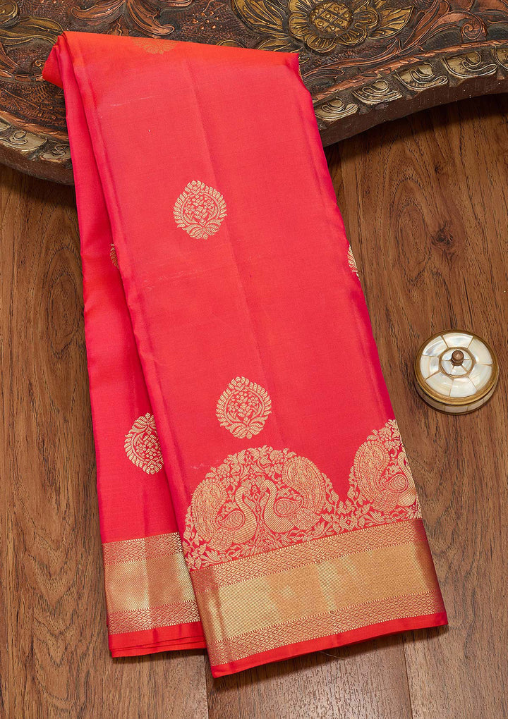 Pink Silk Buti Saree With Matching Blouse Piece