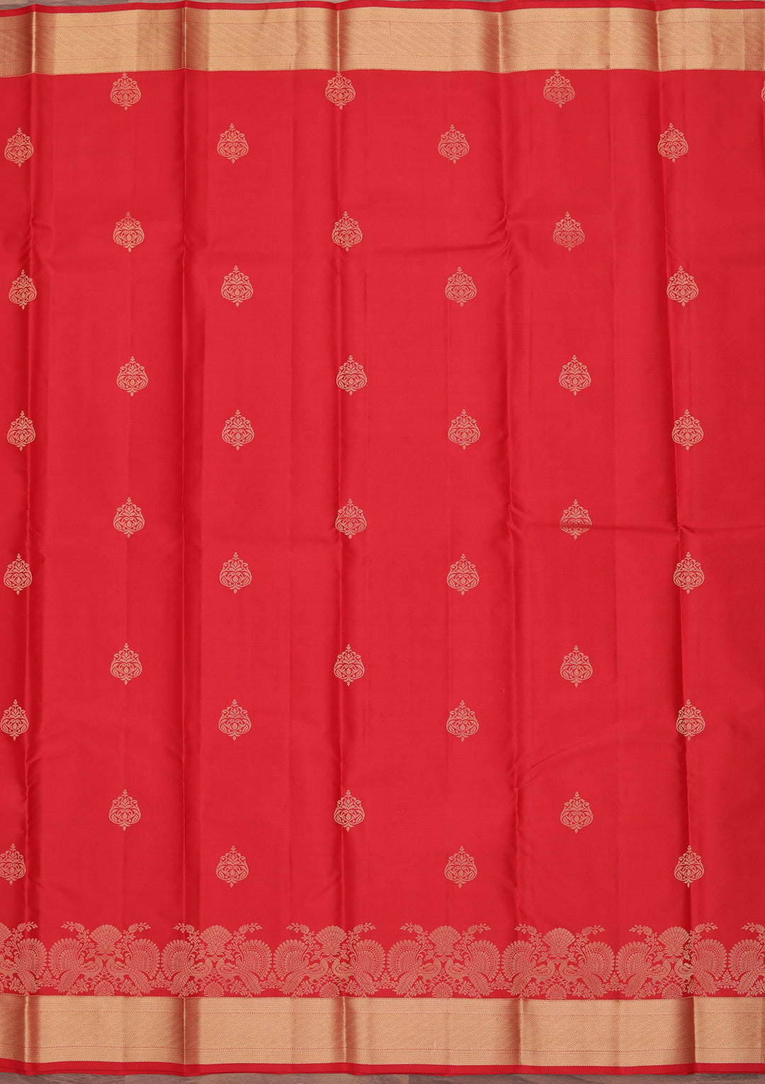 Red Silk Buti Gold Zariwork Saree With Matching Blouse Piece