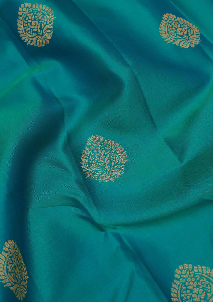 Sea Green Silk Buti Saree With Matching Blouse Piece