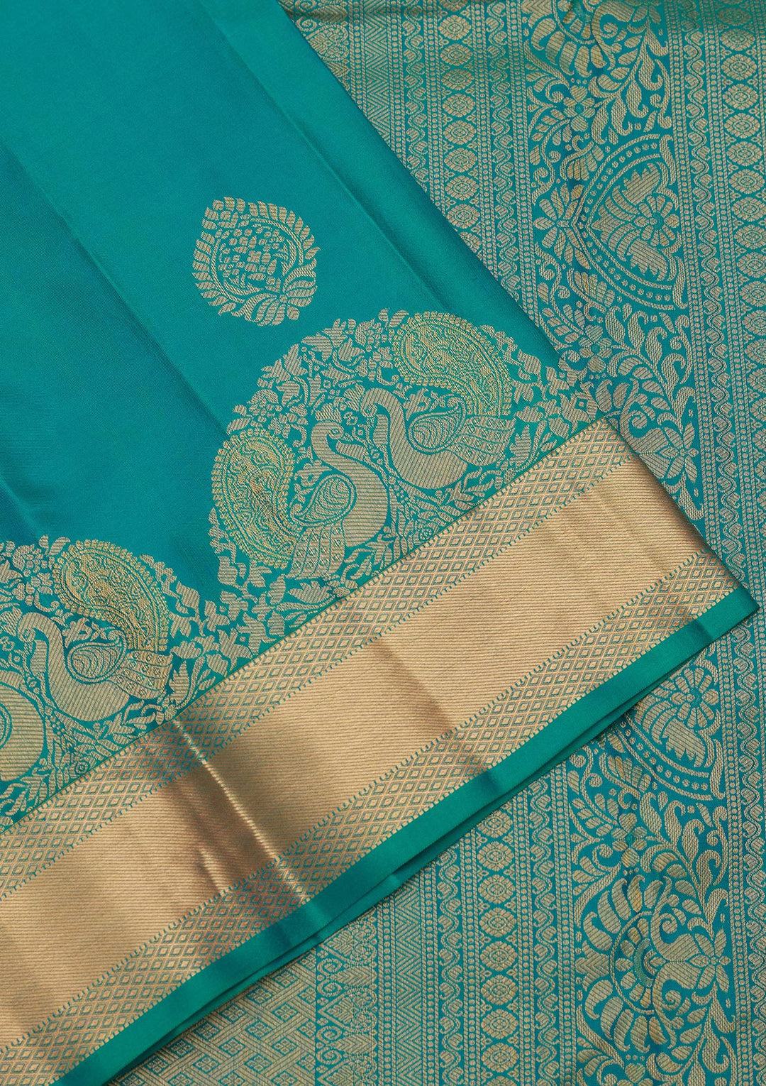 Sea Green Silk Buti Saree With Matching Blouse Piece
