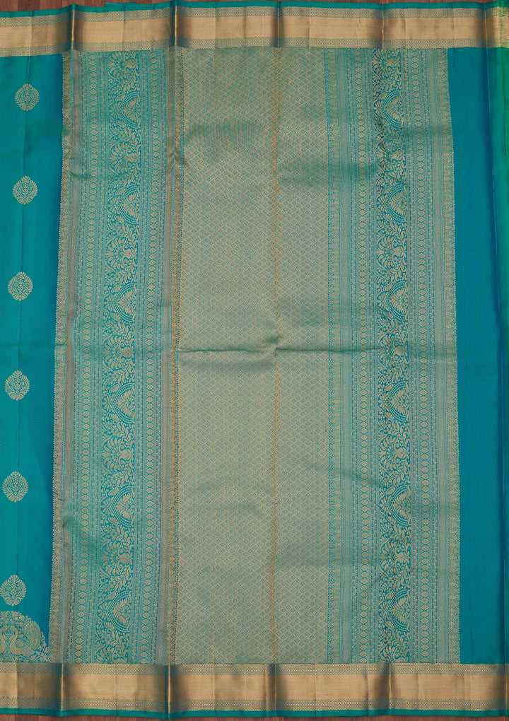 Sea Green Silk Buti Saree With Matching Blouse Piece