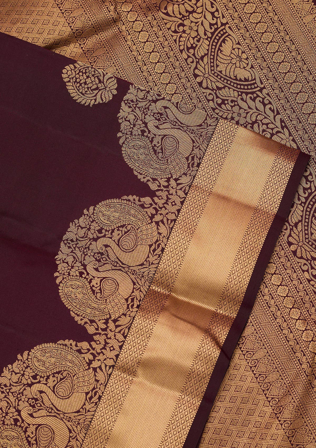 Wine Silk Buti Saree With Matching Blouse Piece
