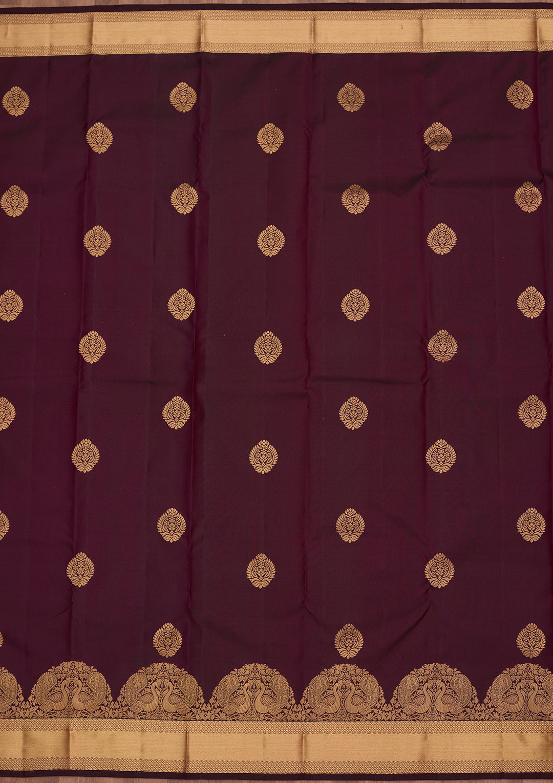Wine Silk Buti Saree With Matching Blouse Piece