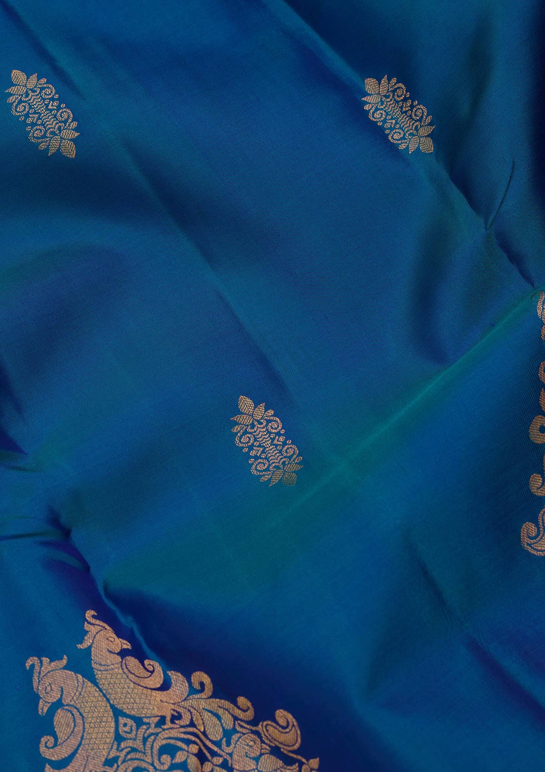 Blue Silk Buti Saree With Matching Blouse Piece