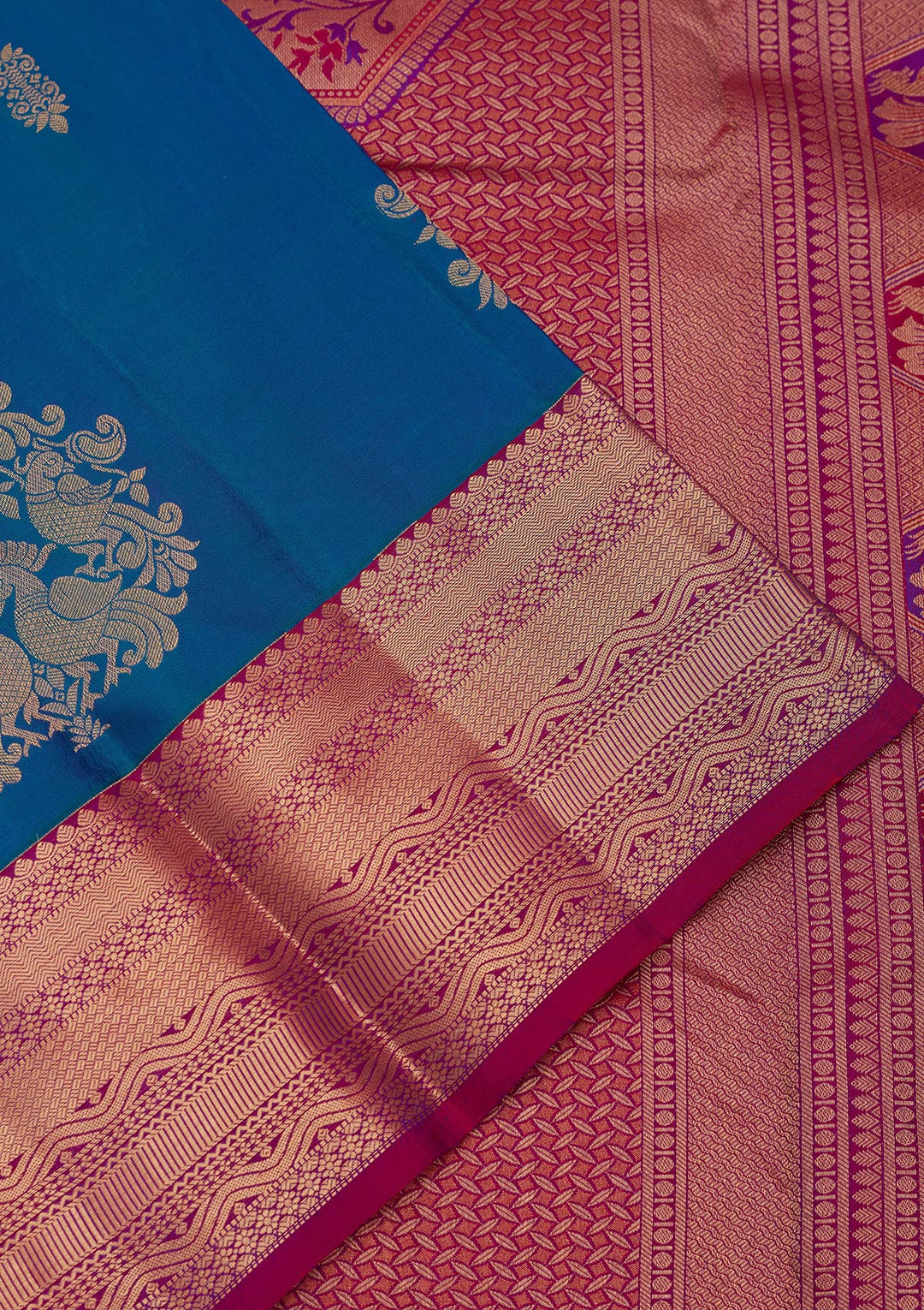 Blue Silk Buti Saree With Matching Blouse Piece