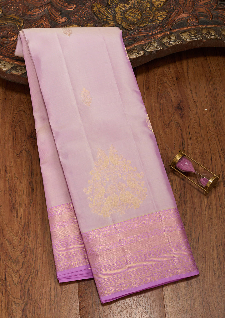 Lavender Silk Buti Saree With Matching Blouse Piece