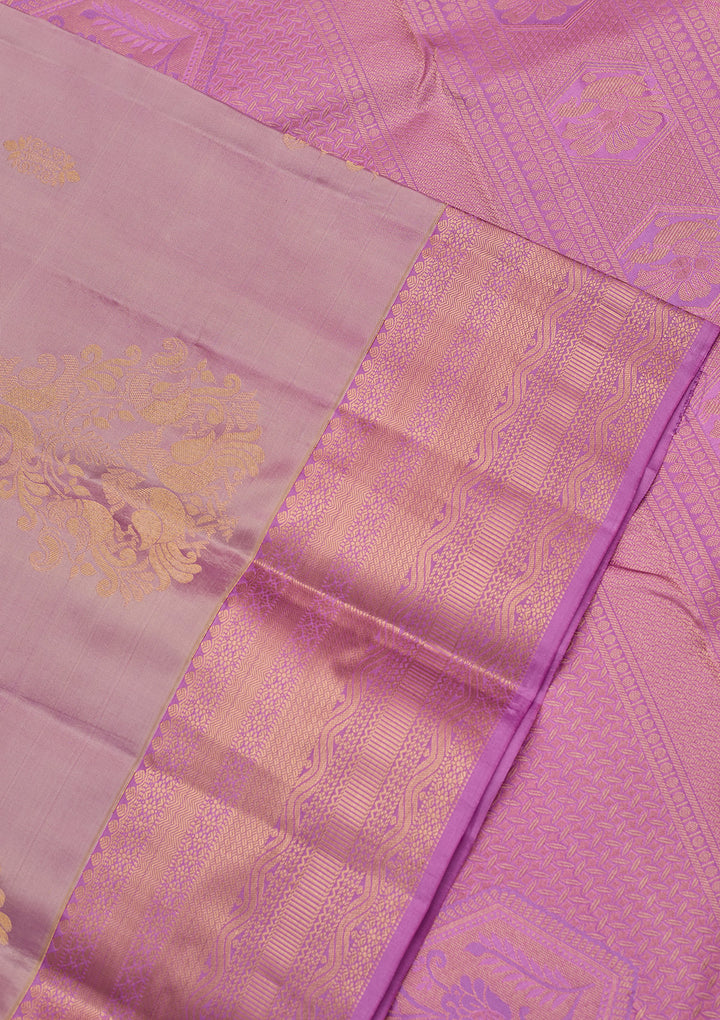 Lavender Silk Buti Saree With Matching Blouse Piece