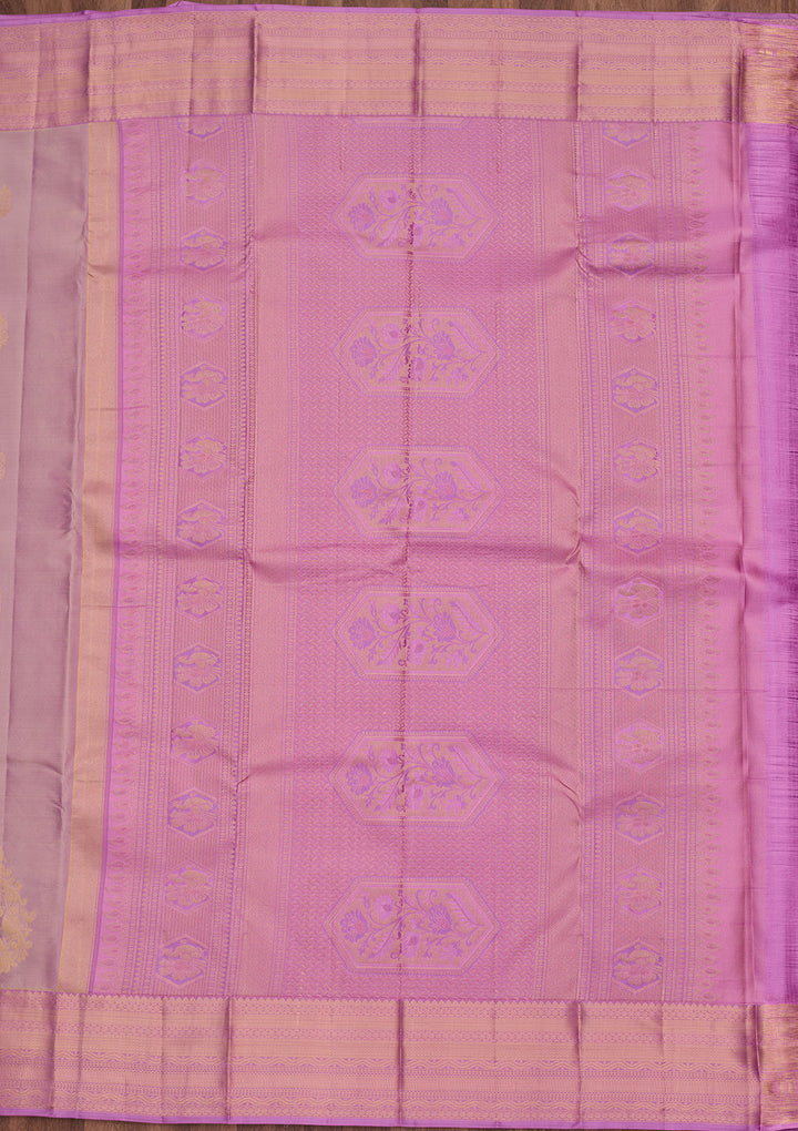 Lavender Silk Buti Saree With Matching Blouse Piece