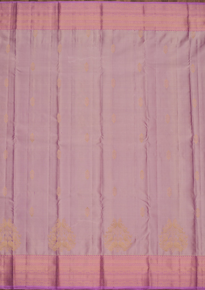 Lavender Silk Buti Saree With Matching Blouse Piece