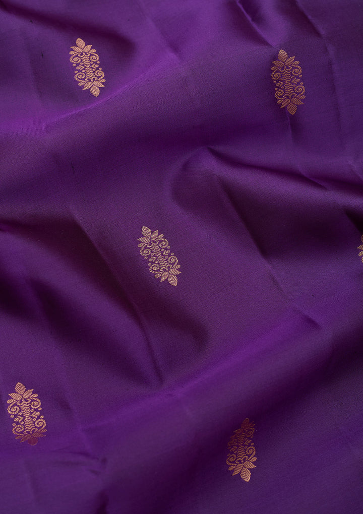 Purple Silk Buti Saree With Matching Blouse Piece