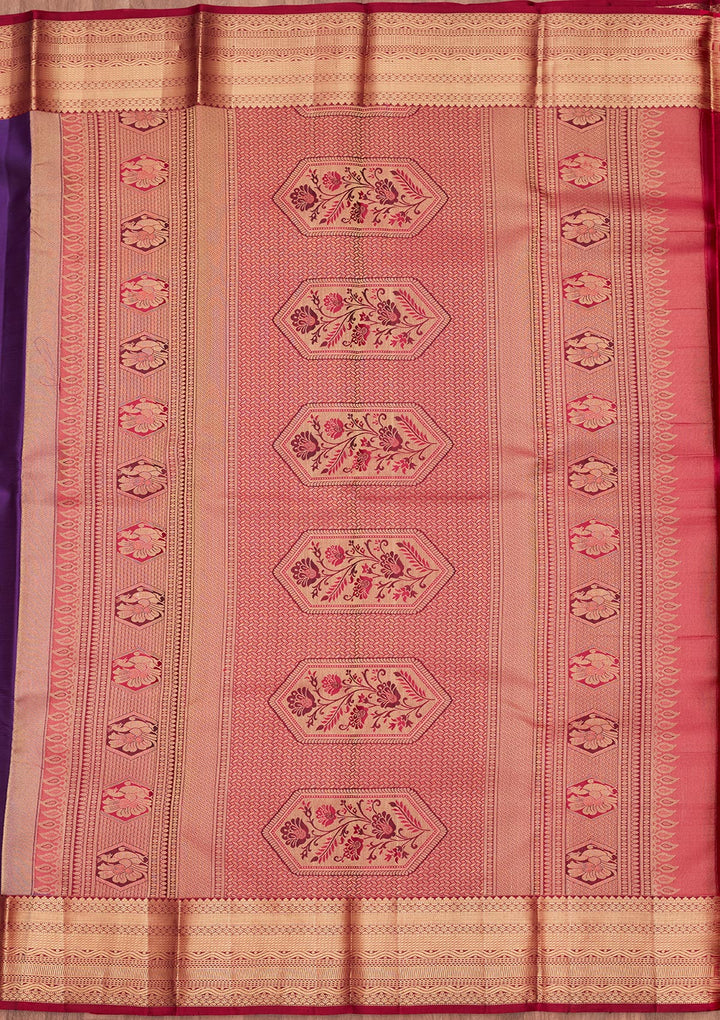 Purple Silk Buti Saree With Matching Blouse Piece