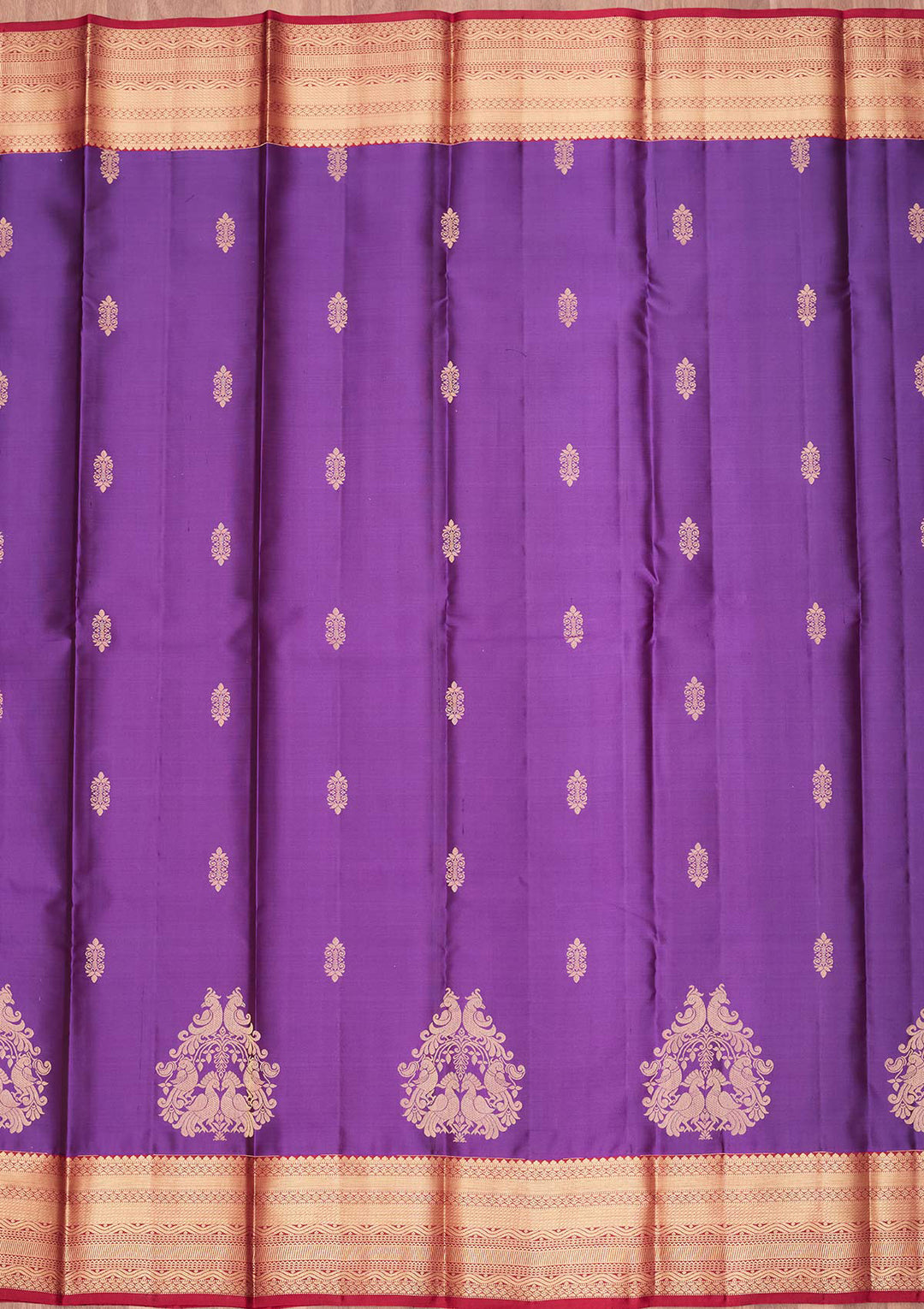 Purple Silk Buti Saree With Matching Blouse Piece