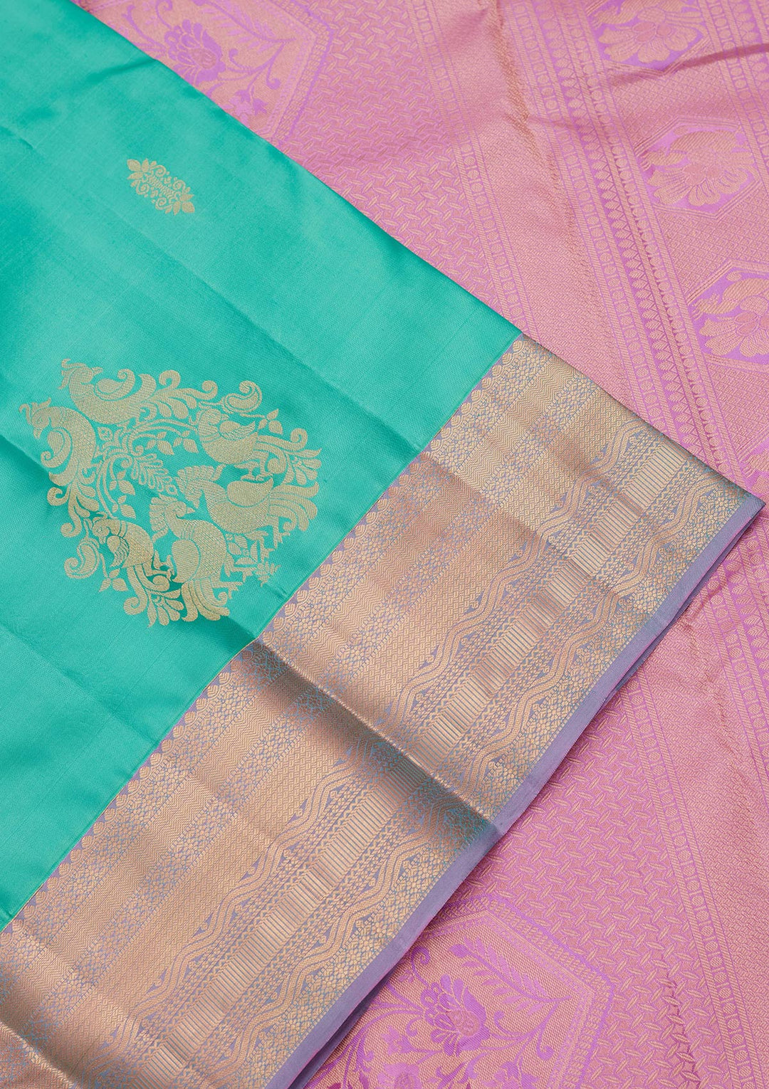 Sea Green Silk Buti Saree With Matching Blouse Piece