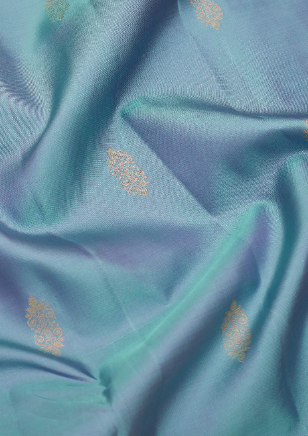 Sky Blue Silk Buti Saree With Matching Blouse Piece