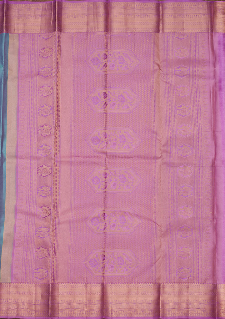 Sky Blue Silk Buti Saree With Matching Blouse Piece