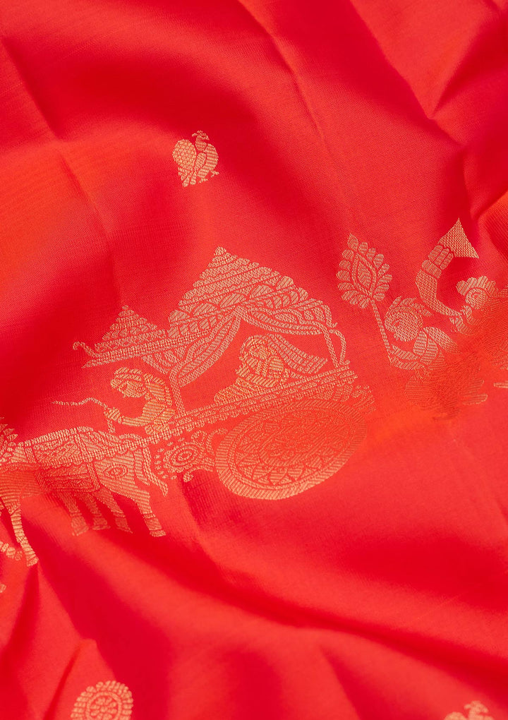 Orange Silk Buti Saree With Matching Blouse Piece