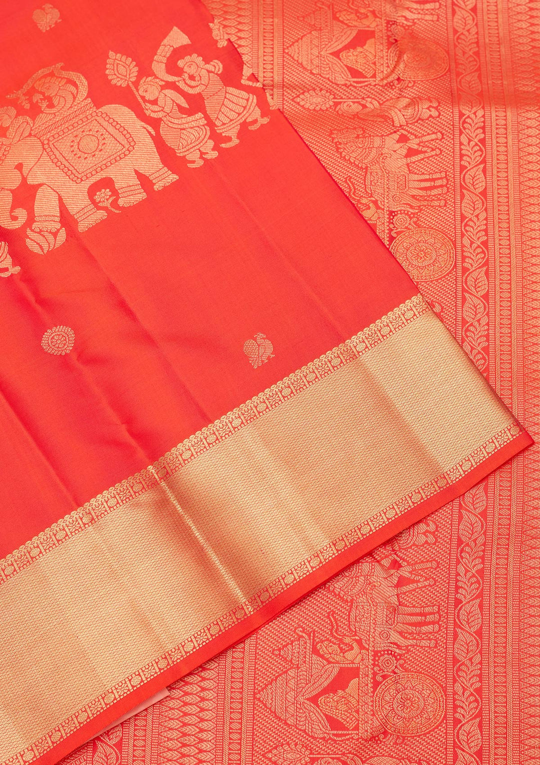 Orange Silk Buti Saree With Matching Blouse Piece