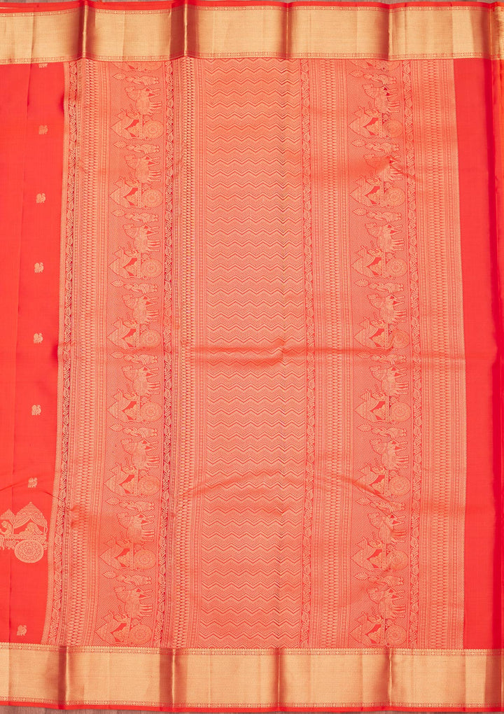 Orange Silk Buti Saree With Matching Blouse Piece